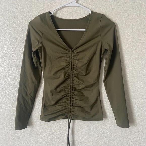 BlackMilk Matte Moss Strung Up Long Sleeve Top - Picture 3 of 6